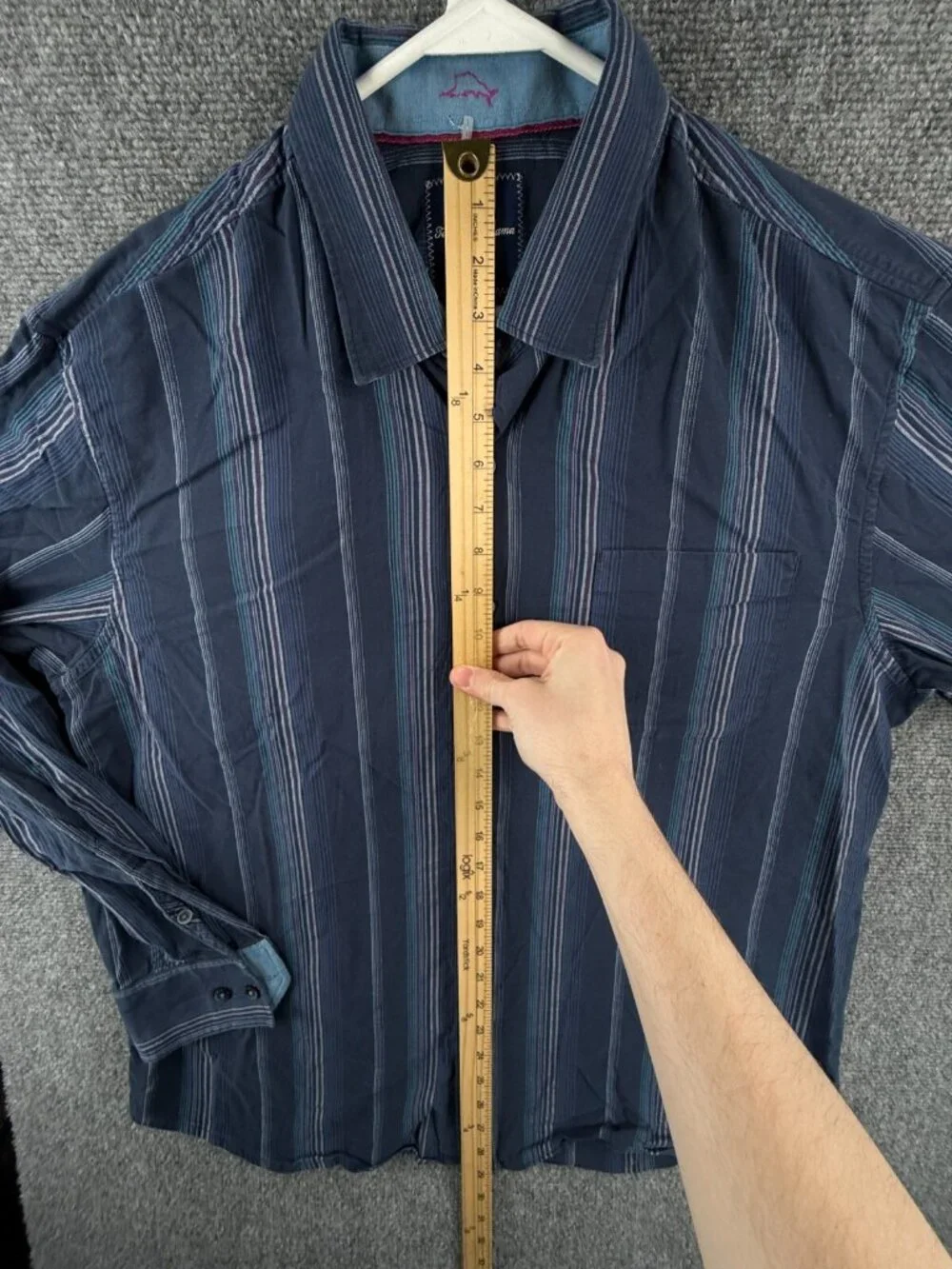 Tommy Bahama Cotton Silk Stretch Blue Striped Button Up Shirt Men Long Sleeve